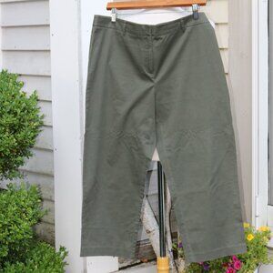 Kate Hill of Nordstrom Petite Olive Green Stretch Wide Leg Cropped Pants Sz 12P